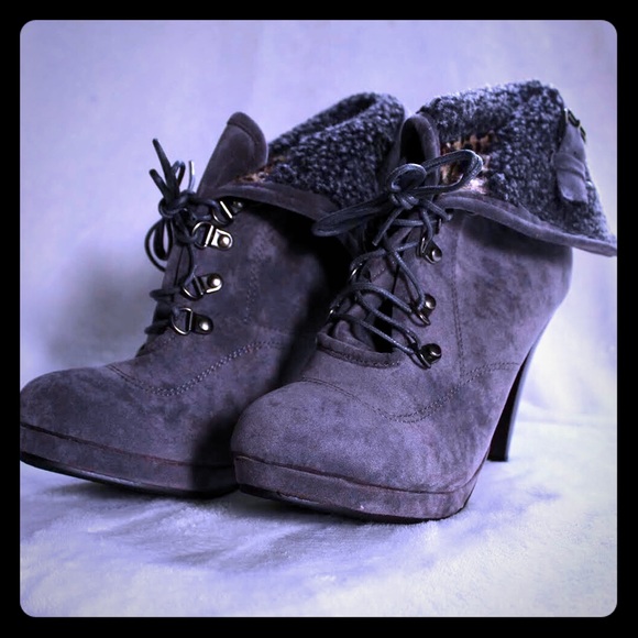 Shoes - NWOT Grey Heeled Ankle Boots